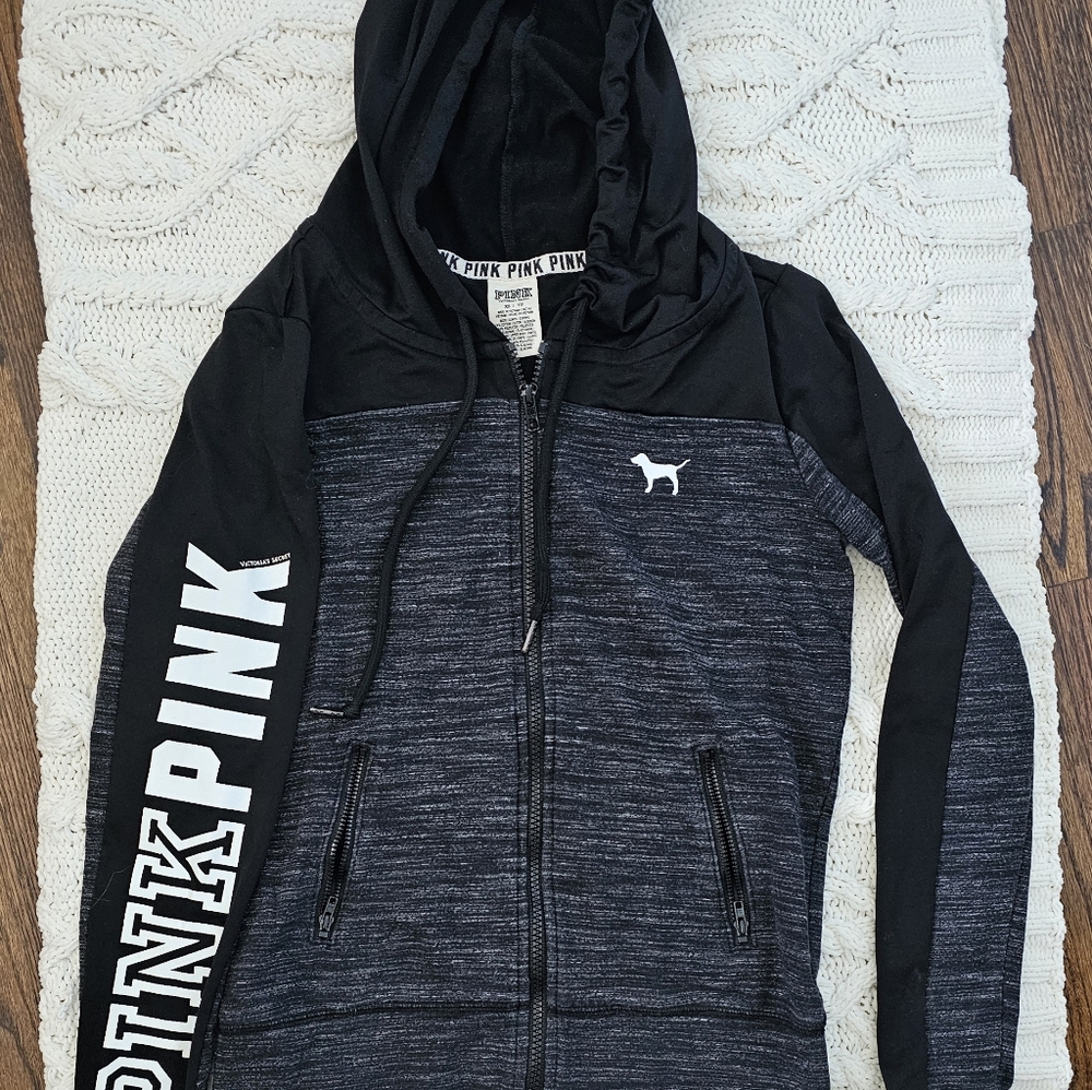 Pink by Victoria Secret Full-Zip Hoodie, Size XS.